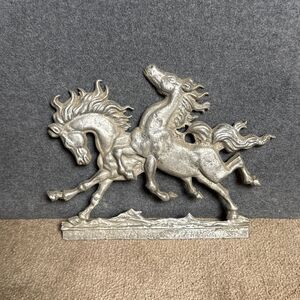 Wild Horses Exterior Wall Plaque Decor Aluminum Cast 11”x8 1/4” Aged Weathered